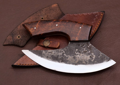 Hand Forged High Carbon Ulu Knife, Chef Kitchen Ulu Knife, Handmade Pizza Cutter, Personalized Gift For Her For Him.