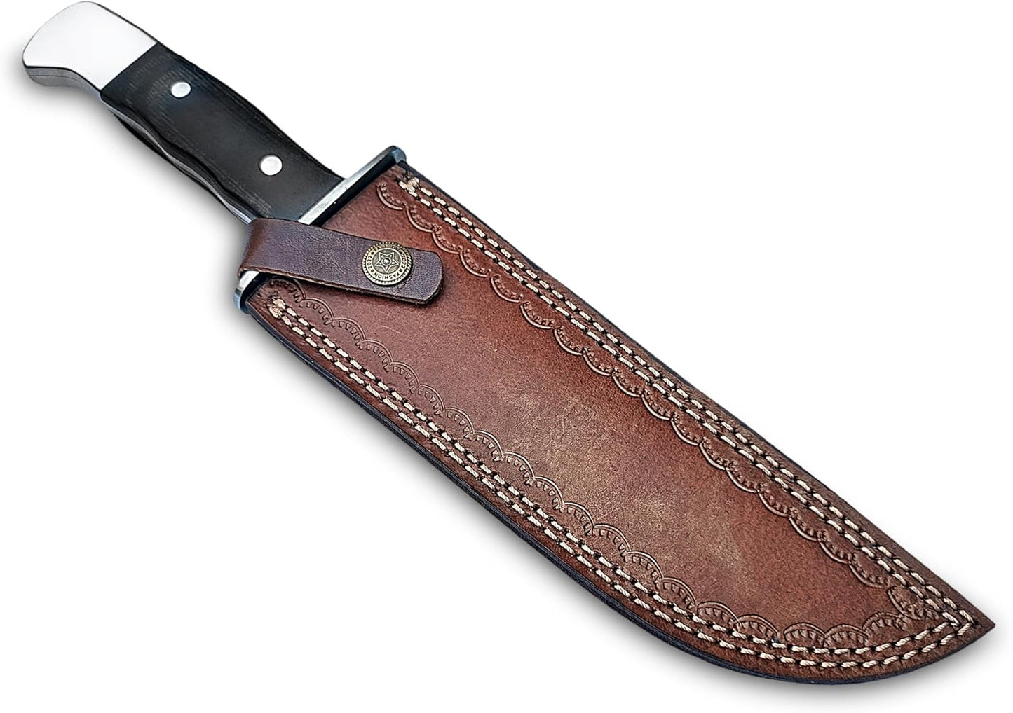 ALFARI D2 Steel 13 Inches Large Bowie Knife Full Tang Fixed Blade Black Micarta Handle Hunting Knif 3