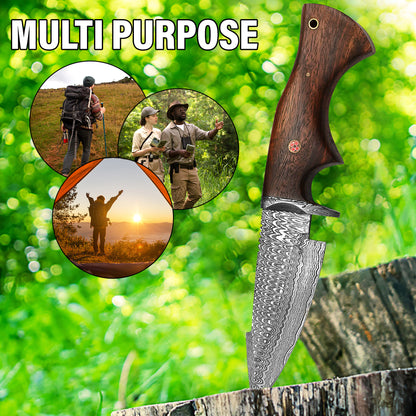 Viking Craft Custom Damascus Steel Hunting Knife Fixed Blade Personalized Engraving Ideal Gift for Him Anniversary & Bir