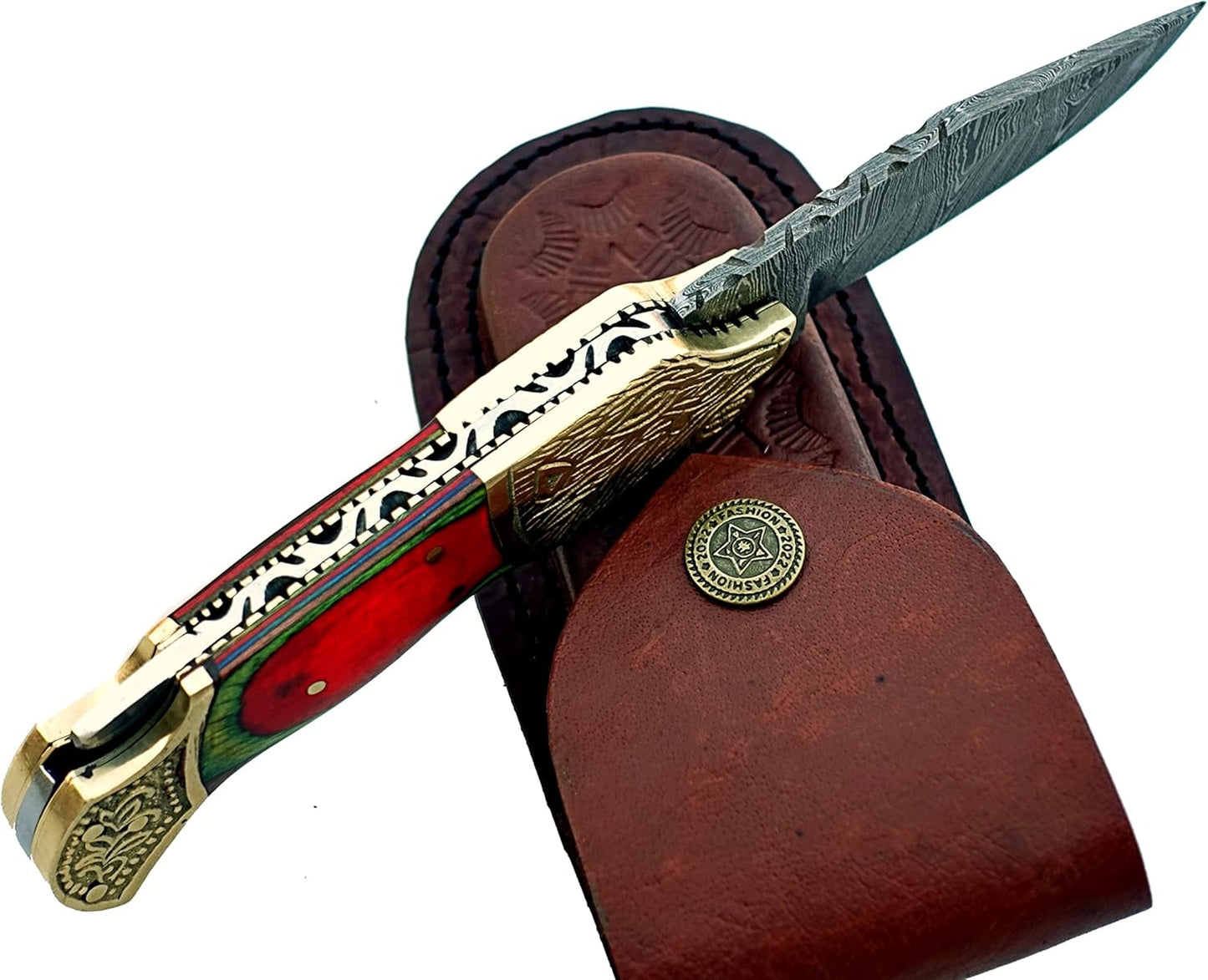 ALFARI Damascus Steel Pocket Knife Hand Made Folding Knife Outdoor Pocket Knife For Camping Hiking  2