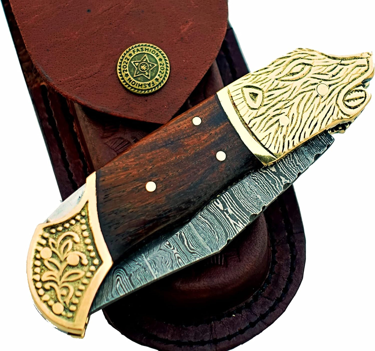 ALFARI Damascus Steel Folding Pocket Knife Small Pocket Knife For Outdoor For Camping Hiking Back L 1