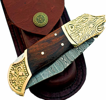 ALFARI Damascus Steel Folding Pocket Knife Small Pocket Knife For Outdoor For Camping Hiking Back L 1
