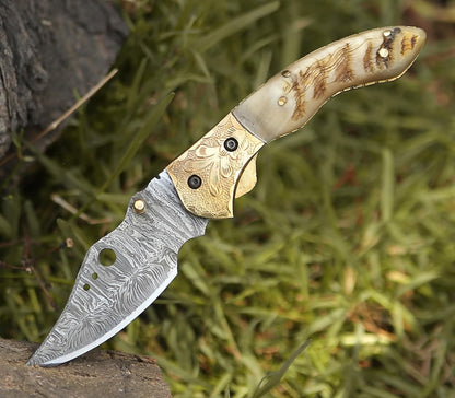 ALARI Pocket Knives  Folding Knives For Men  Women Personalized Engraved High Carbon Steel Damascus 1