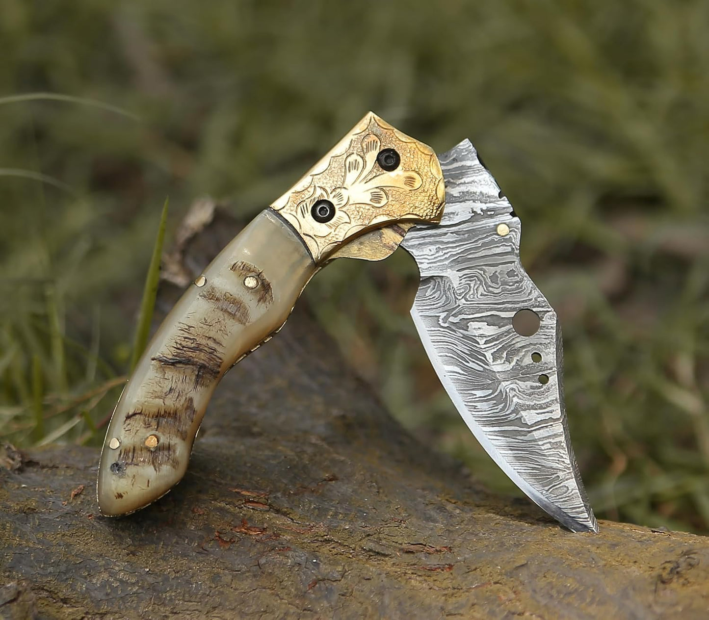 ALARI Pocket Knives  Folding Knives For Men  Women Personalized Engraved High Carbon Steel Damascus 2