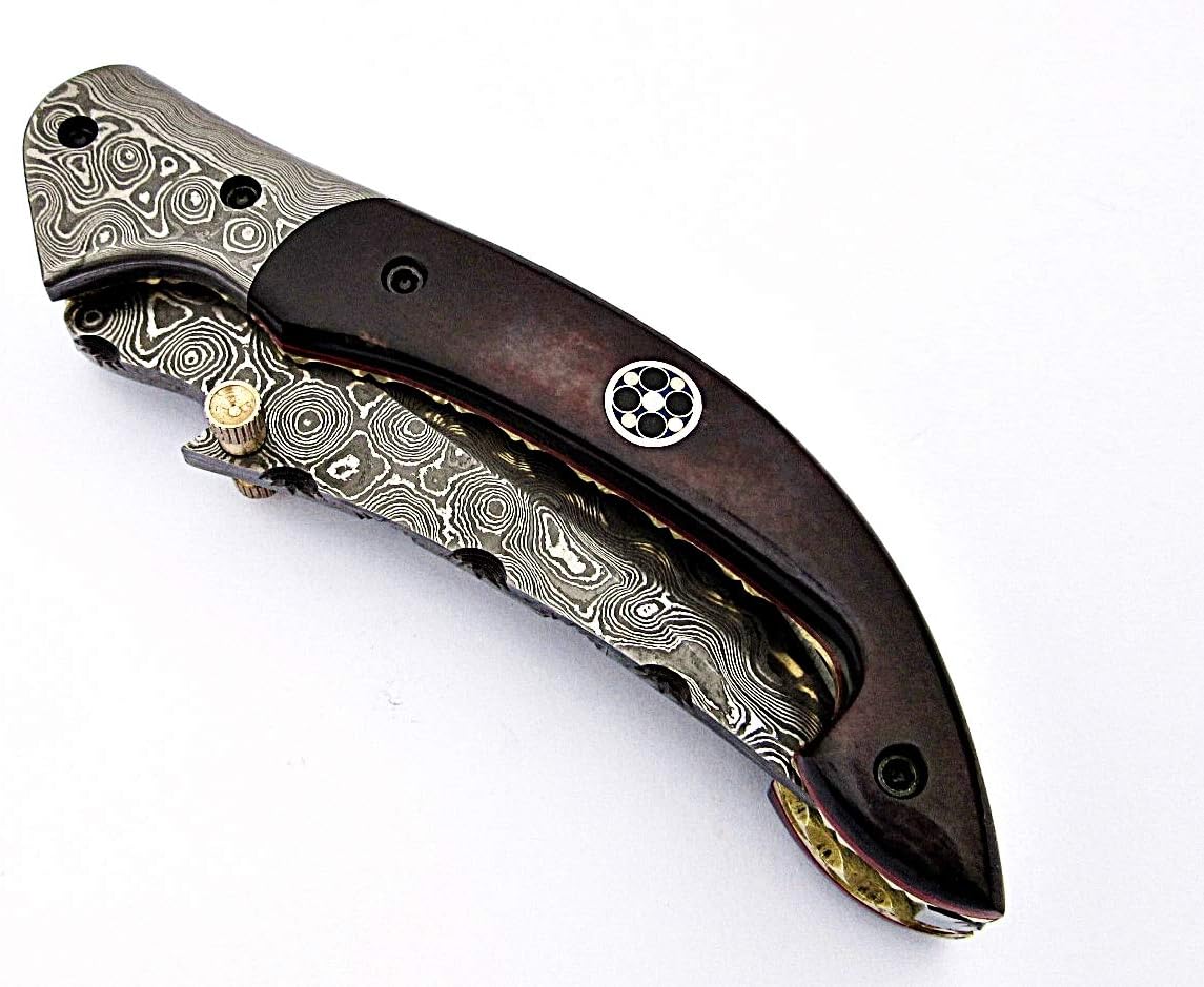 ALARI Pocket Knives  Folding Knives For Men  Women Personalized High Carbon Steel Damascus Blade Co 1