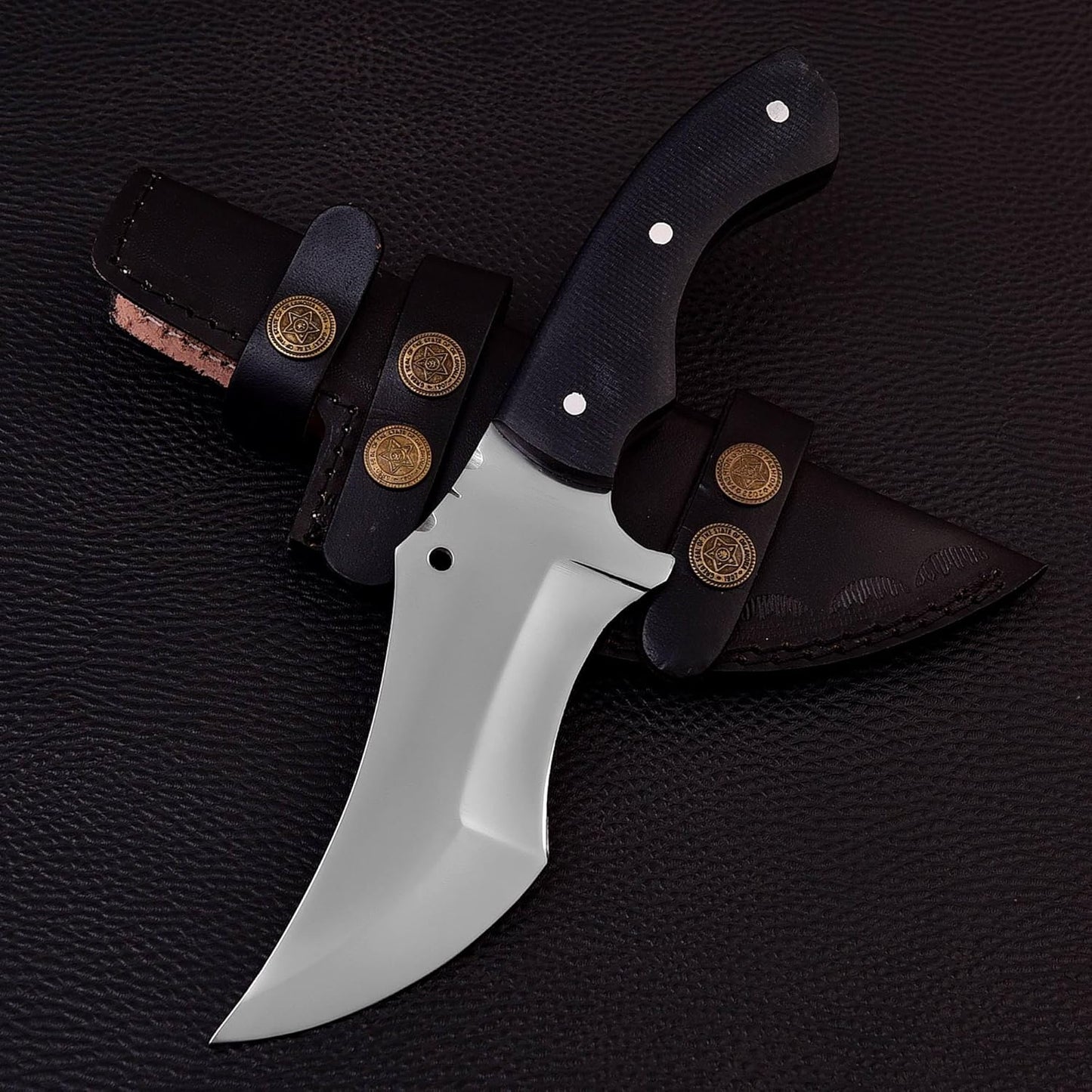 D2 Tracker Knife Full Tang Fixed Blade Hunting Knife EDC Horizontal Carry Knife Scout Carry Knife with Sheath