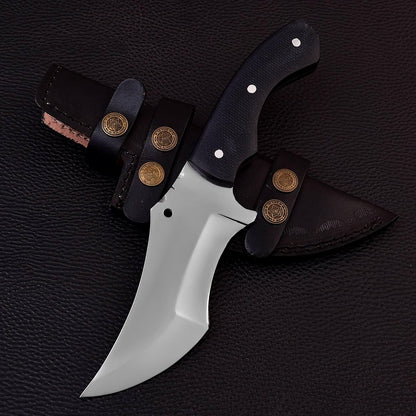 D2 Tracker Knife Full Tang Fixed Blade Hunting Knife EDC Horizontal Carry Knife Scout Carry Knife with Sheath