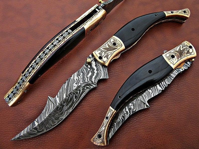 Handmade Damascus Steel Pocket Fathers Day Gift For Men Groomsman Personalized Gift Wedding Anniver 2