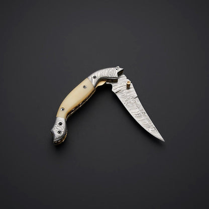Damascus Folding Knife Handmade Folding Knife Pocket Knife Hunting Knife Gift For Men Anniversary G 2