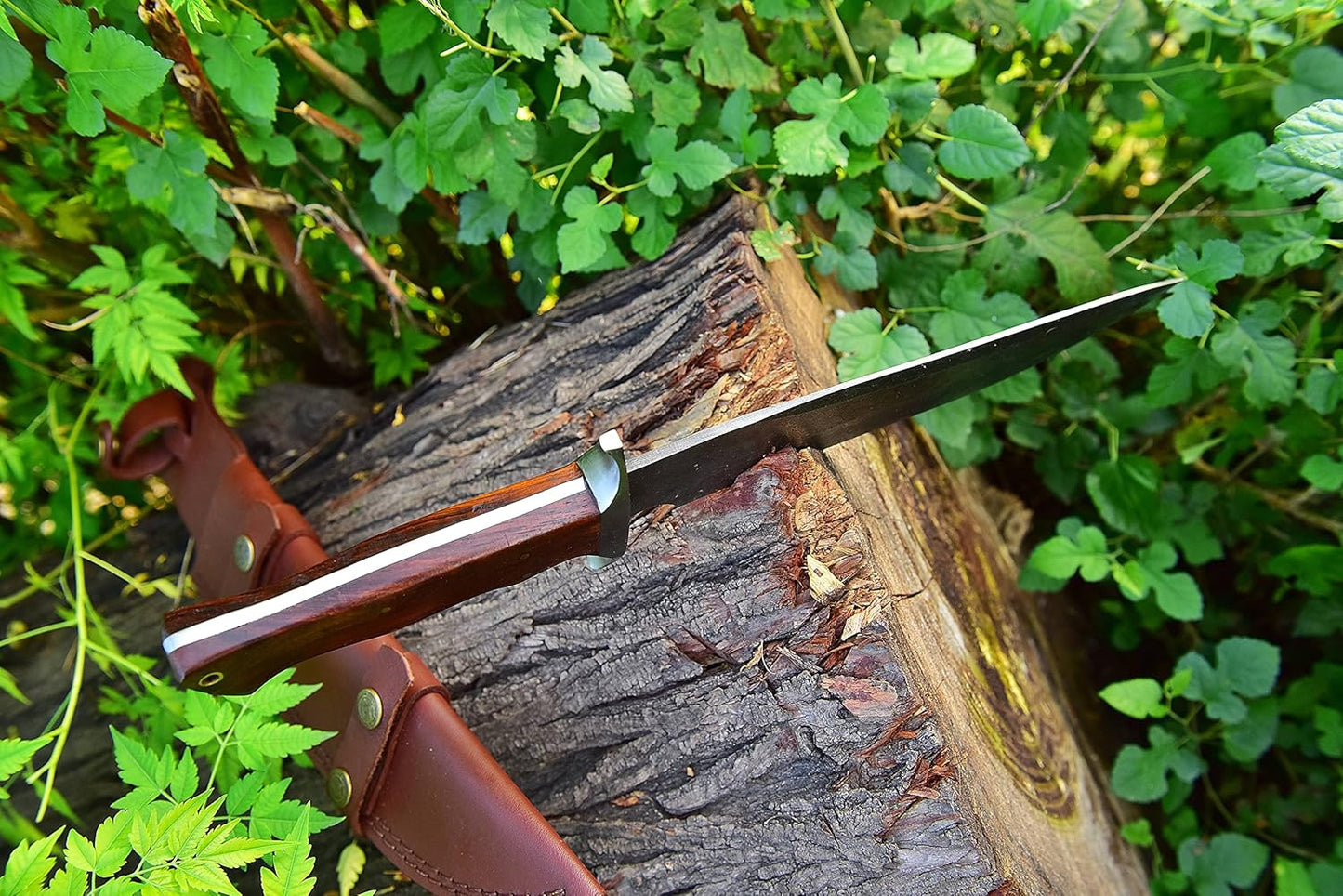 Handmade Damascus Bowie Knife With Sheath Outdoor Knife Survival Knife Camping Knife Fixed Blade Hu 2