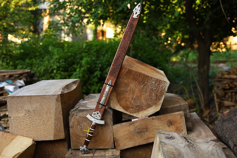 Handmade Damascus Viking Sword Custom Knight Sword With Scabbard Viking Sword With Beautiful Engrav 5