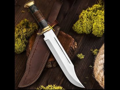 18'' Handmade Bowie Knife with Sheath Crocodile Dundee Knife, D2 Steel Blade, Best Hunting Knife, Outdoor Knife For Men