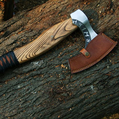 Custom Gift Carbon Steel Forest Viking Axe With Ash Wood Shaft Viking Bearded Camping Axe Christmas 7
