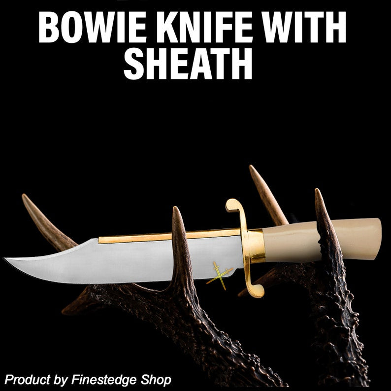 14Handmade Fixed Blade Bowie Knife Musso Bowie Knife With Leather Sheath Hunting Knife Gift For Boy 1