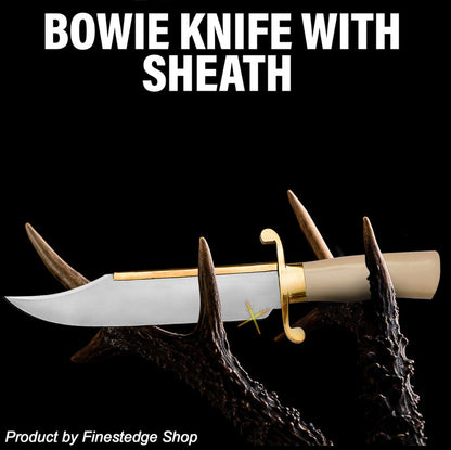 14Handmade Fixed Blade Bowie Knife Musso Bowie Knife With Leather Sheath Hunting Knife Gift For Boy 1