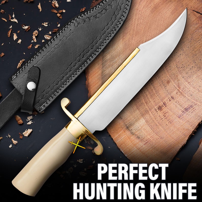 14Handmade Fixed Blade Bowie Knife Musso Bowie Knife With Leather Sheath Hunting Knife Gift For Boy 2