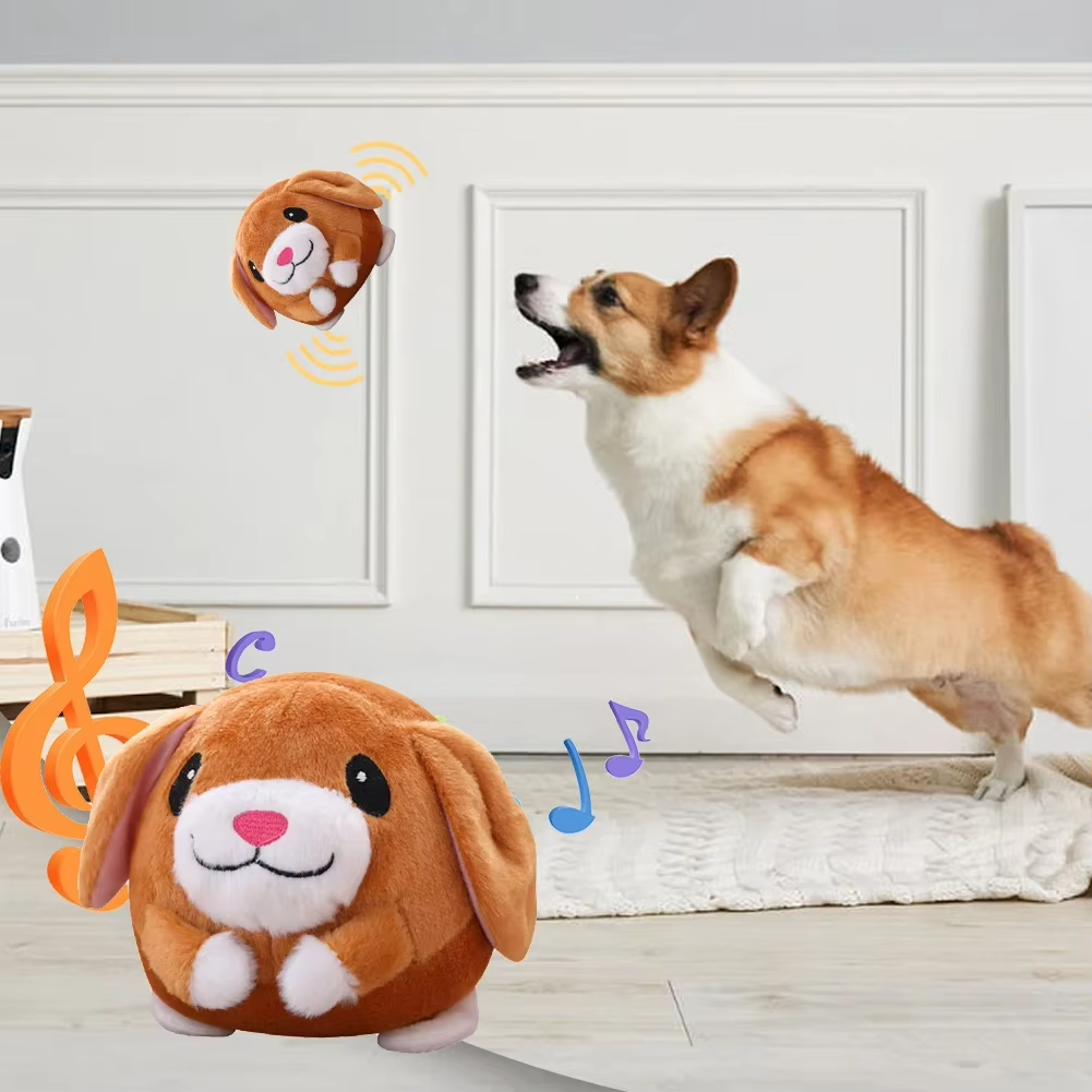 Interactive Plush SelfMoving Bouncing Dog Toy  Squeaky BiteResistant For Small  Medium Dogs 3
