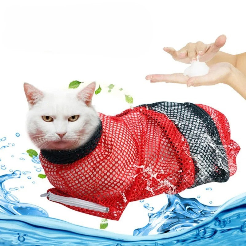 Adjustable Cat Bath Shower Bag – Anti-Scratch Support & Nail Trimming