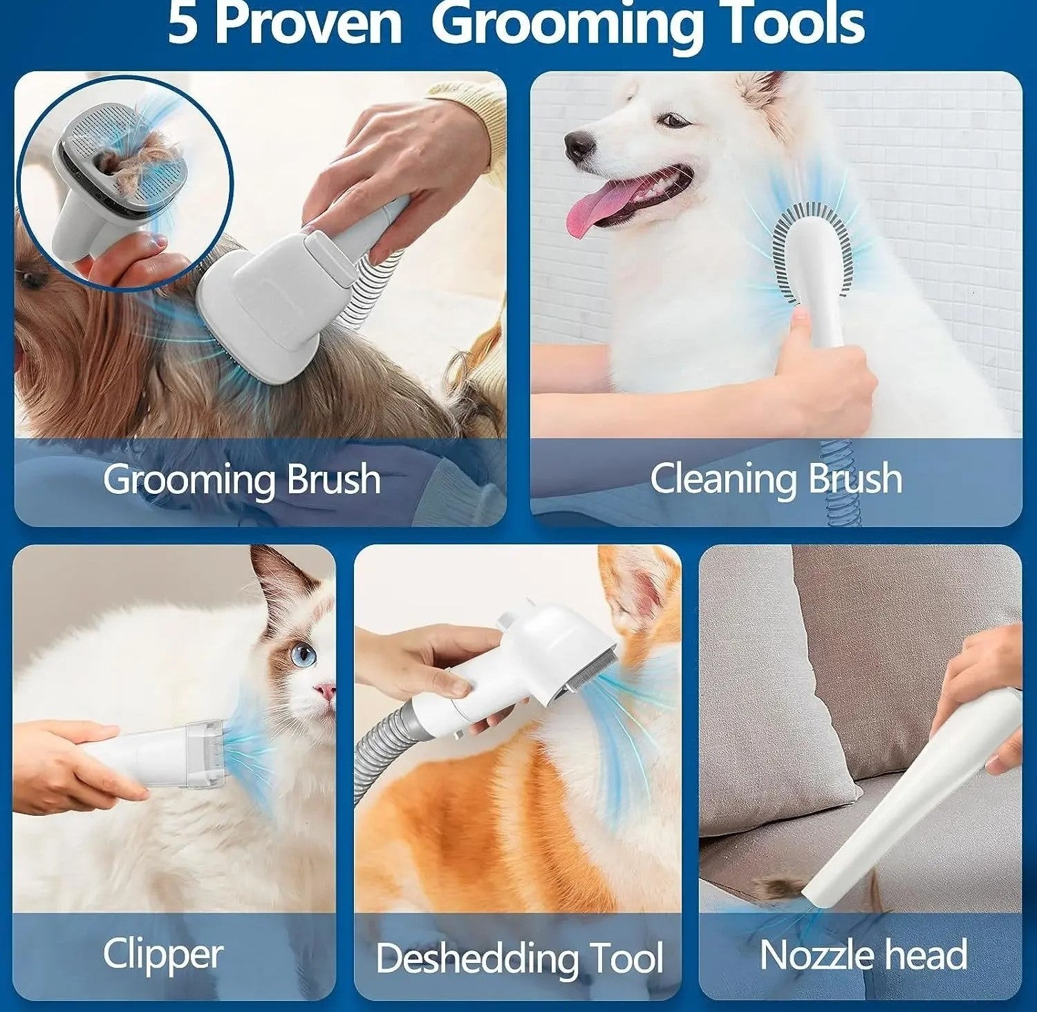 Advanced Pet Grooming Vacuum Kit  23L Capacity Quiet Dog  Cat Hair Remover 3