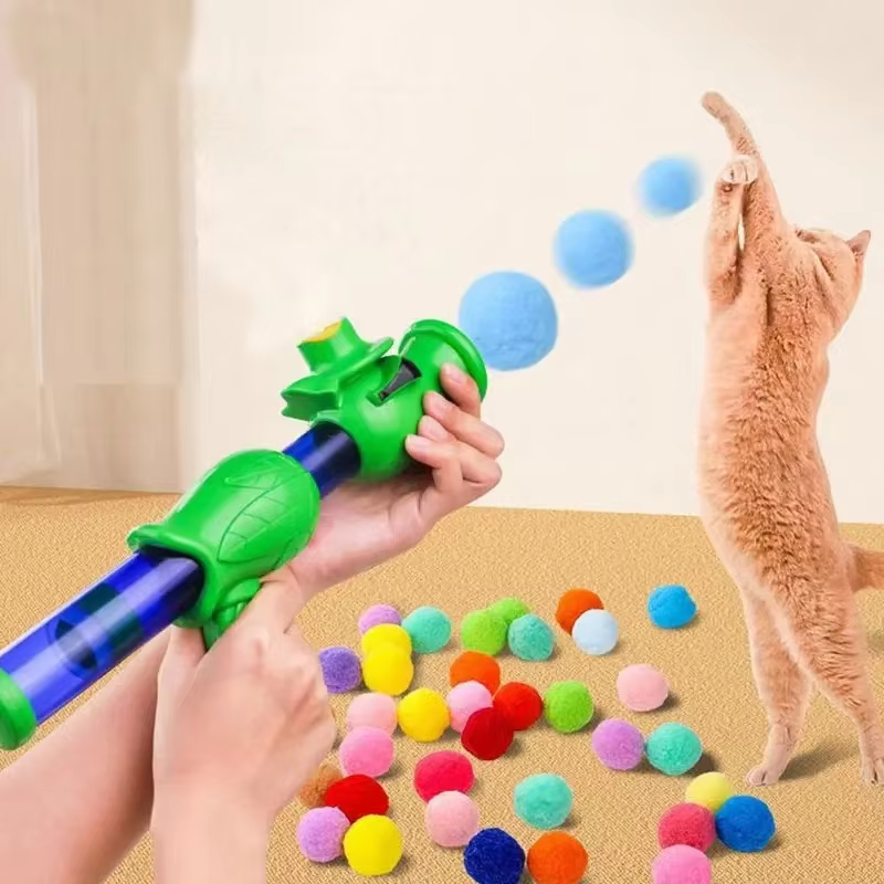 Interactive Cat Toy Set With Ball Launcher  Plush Balls  Durable Pet Play Kit 1