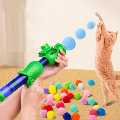 Interactive Cat Toy Set With Ball Launcher  Plush Balls  Durable Pet Play Kit 1