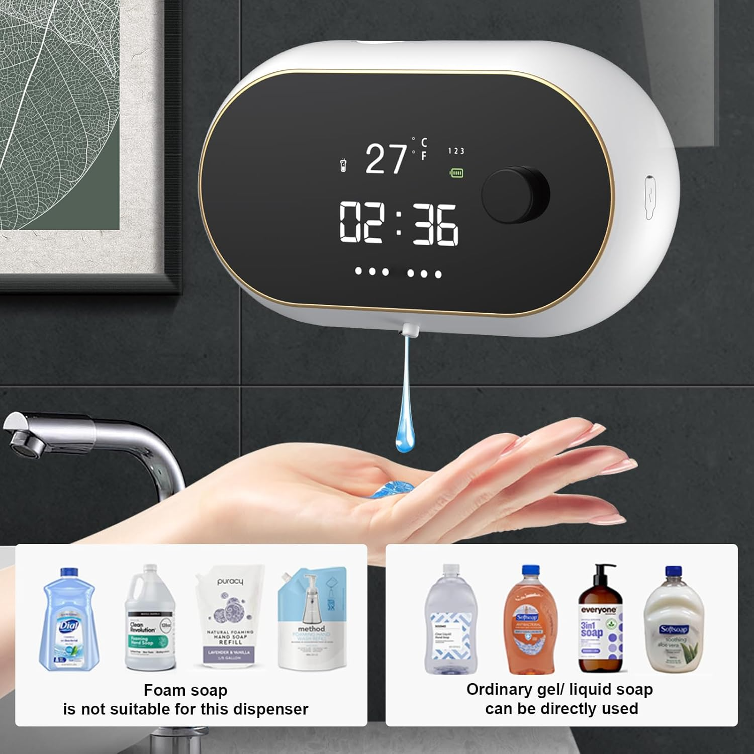 Smart Automatic Soap Dispenser With Time  Temp Display  Waterproof TouchFree Hand Washing Induction 7