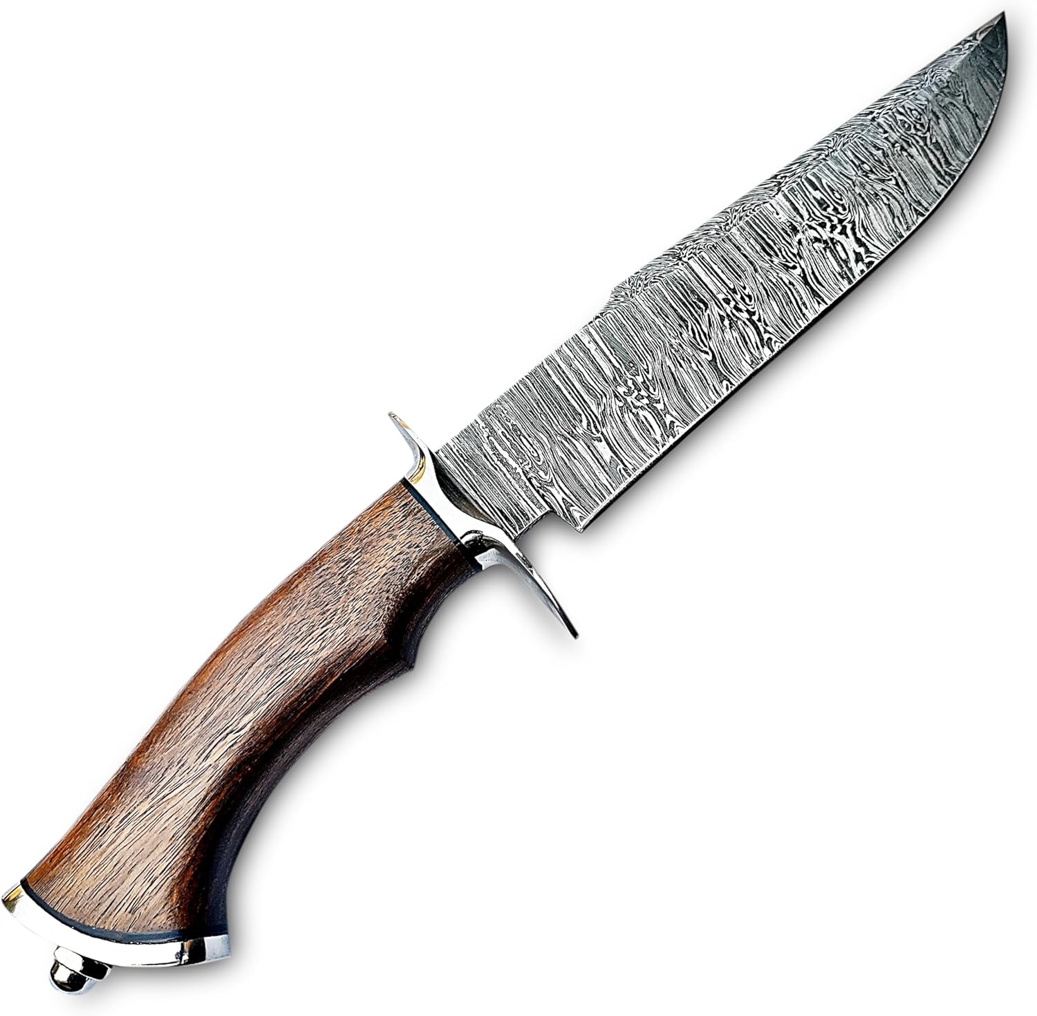 Custom Handmade Damascus Bowie Knife 14 Inches Fixed Blade Hunting Knife with With Sheath with Wood Handle with Camping