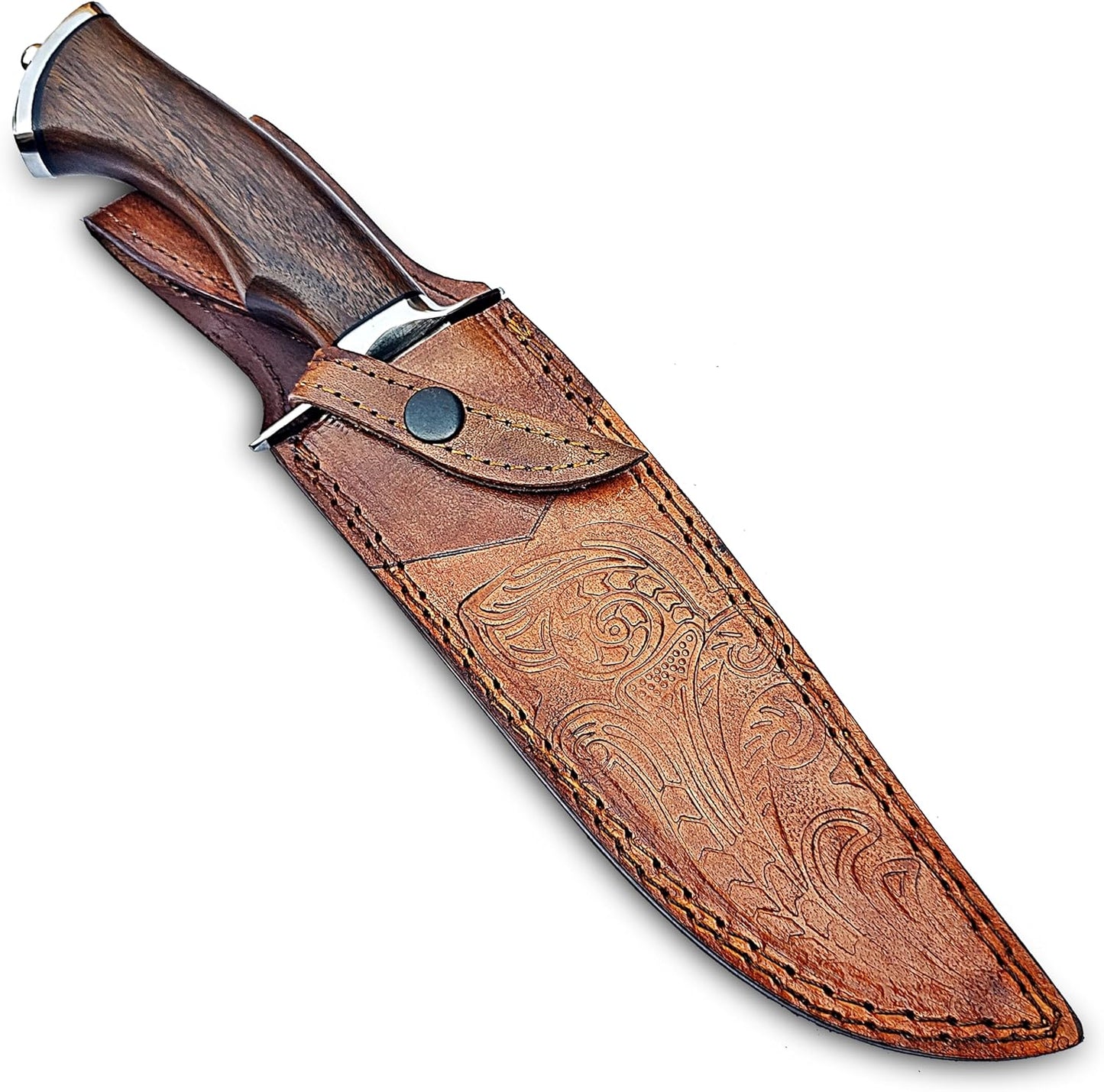 Custom Handmade Damascus Bowie Knife 14 Inches Fixed Blade Hunting Knife With With Sheath With Wood 2