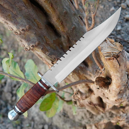 Custom Handmade D2 Rambo Bowie knife 14 Inches Fixed Blade Hunting Knife with With Sheath with Wood Handle with Camping
