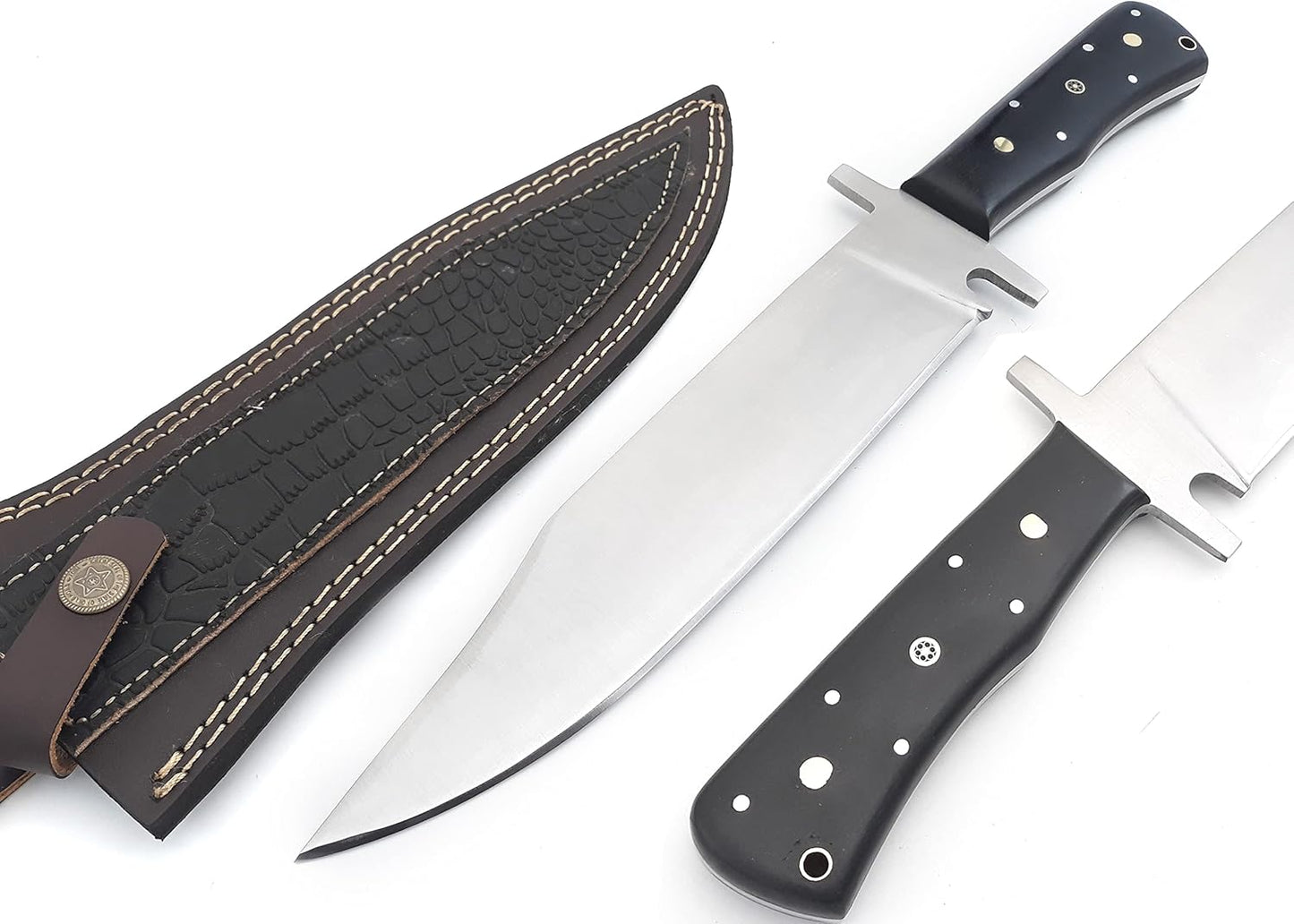 Custom Handmade D2 Bowie Knife with Leather Sheath Fixed Blade Hunting Survival Knives Micarta Handle
