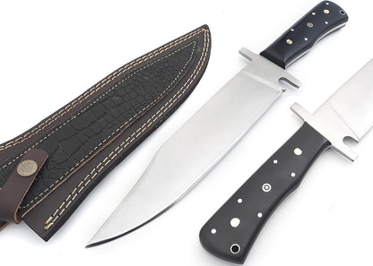 Custom Handmade D2 Bowie Knife with Leather Sheath Fixed Blade Hunting Survival Knives Micarta Handle