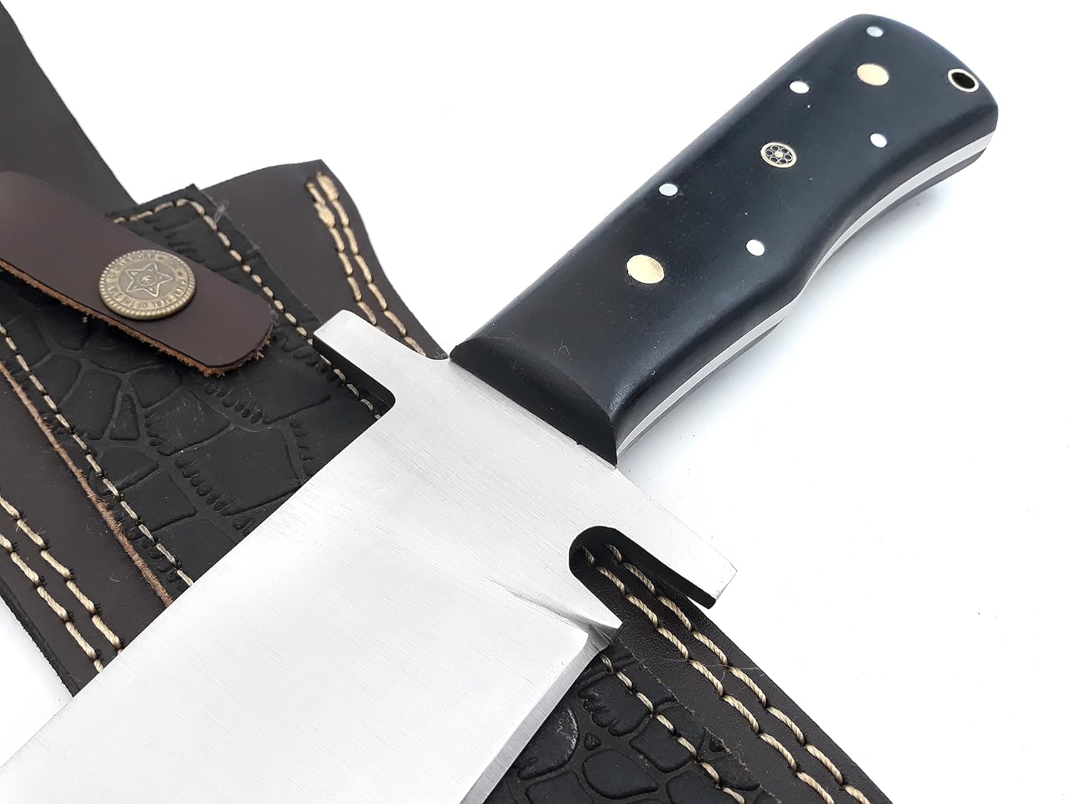 Custom Handmade D2 Bowie Knife With Leather Sheath Fixed Blade Hunting Survival Knives Micarta Hand 1