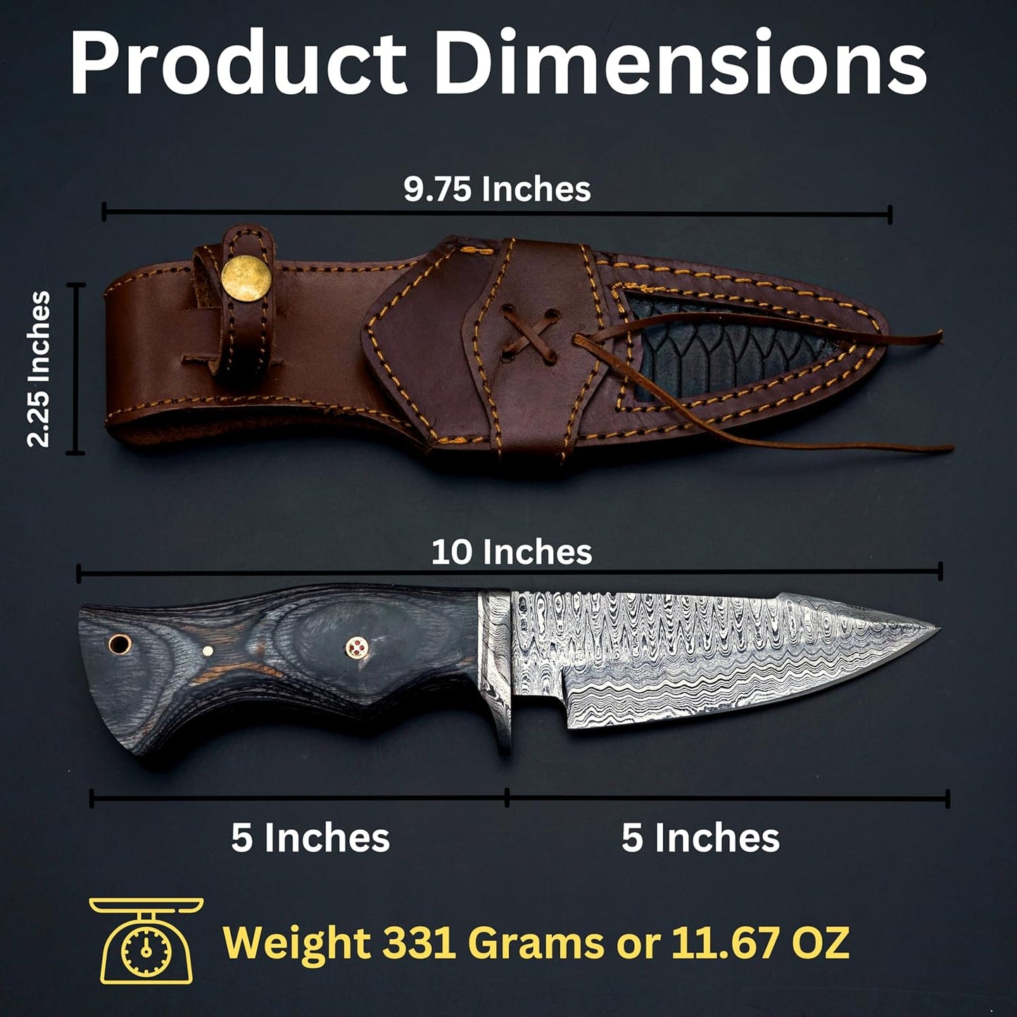 Custom Handmade Damascus Fixed Blade Knife With Sheath Fixed Blade Hunting Survival Knives Outdoor  1