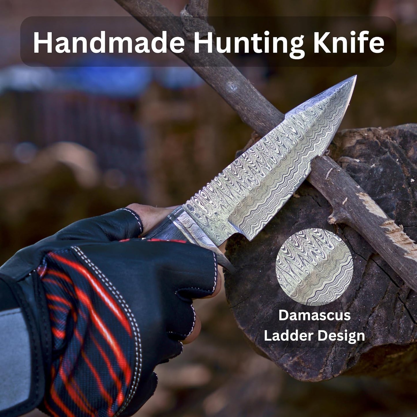 Custom Handmade Damascus Fixed Blade Knife With Sheath Fixed Blade Hunting Survival Knives Outdoor  2