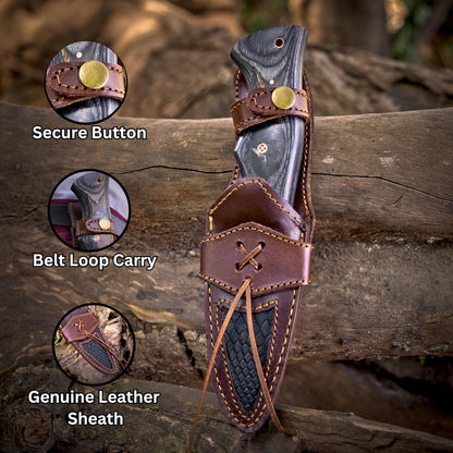 Custom Handmade Damascus Fixed Blade Knife With Sheath Fixed Blade Hunting Survival Knives Outdoor  3