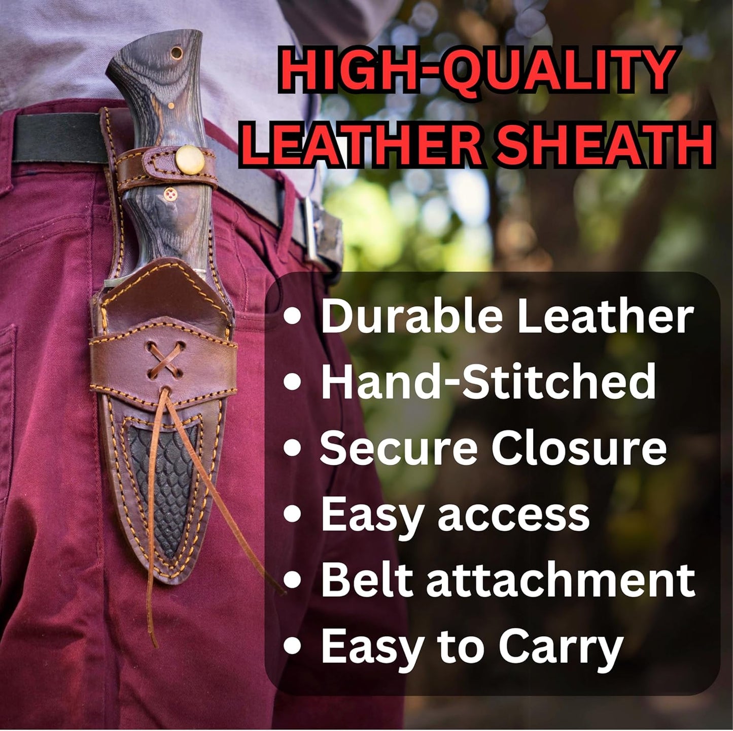 Custom Handmade Damascus Fixed Blade Knife With Sheath Fixed Blade Hunting Survival Knives Outdoor  4