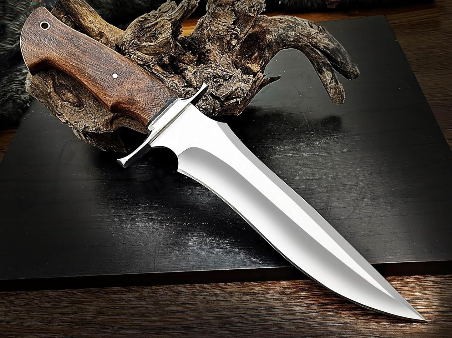 Custom Handmade 135 Inches Bowie Knife Fixed Blade With Leather Sheath For Outdoor Survival Camping 1