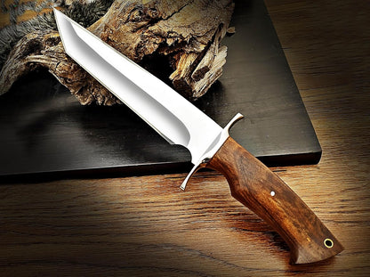 Custom Handmade 135 Inches Bowie Knife Fixed Blade With Leather Sheath For Outdoor Survival EDC Cam 1