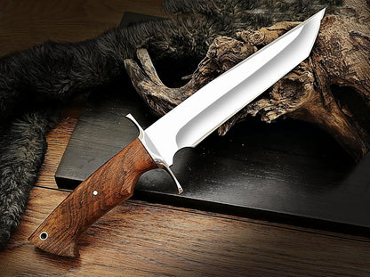 Custom Handmade 135 Inches Bowie Knife Fixed Blade With Leather Sheath For Outdoor Survival EDC Cam 2