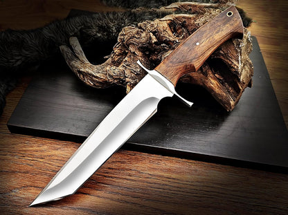 Custom Handmade 135 Inches Bowie Knife Fixed Blade With Leather Sheath For Outdoor Survival EDC Cam 3