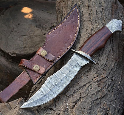 Custom Handmade 13 Inches Bowie Knife Fixed Blade With Leather Sheath For Outdoor Survival EDC Camp 1