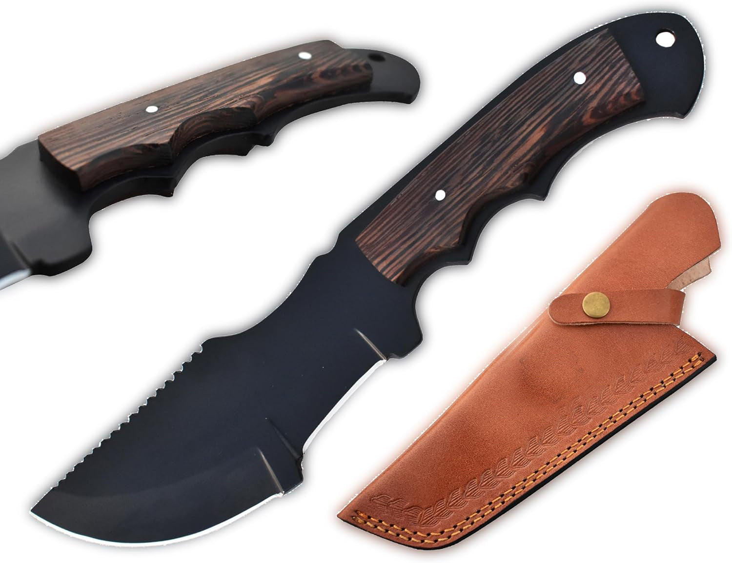 Custom Handmade D2 Tracker Knife Full Tang Bushcraft Outdoor Survival Knife Fixed Blade Hunting Knife with Sheath
