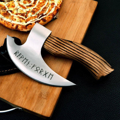 Handmade 95 Inches Viking Pizza Cutter With Rosewood Handle  Super Sharp Carbon Steel Axe Blade Piz 5