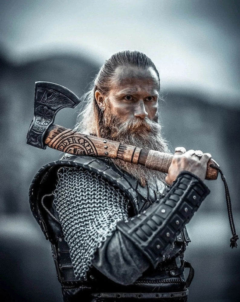 Custom Gift Hand Forged Carbon Steel VIKING AXE with Ash Wood Shaft, Wedding Gift, Axe, Axes Best Birthday Gift
