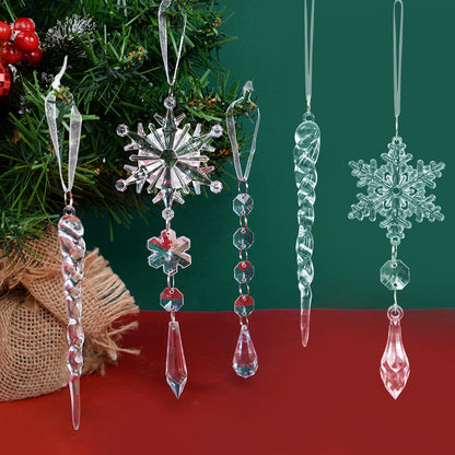 Acrylic Transparent Snowflake  Icicle Ornaments Set For Christmas Tree Decorations 4