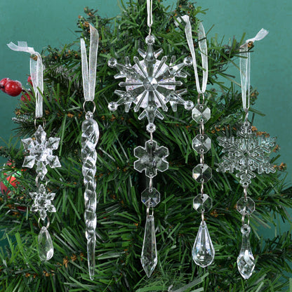 Acrylic Transparent Snowflake  Icicle Ornaments Set For Christmas Tree Decorations 2