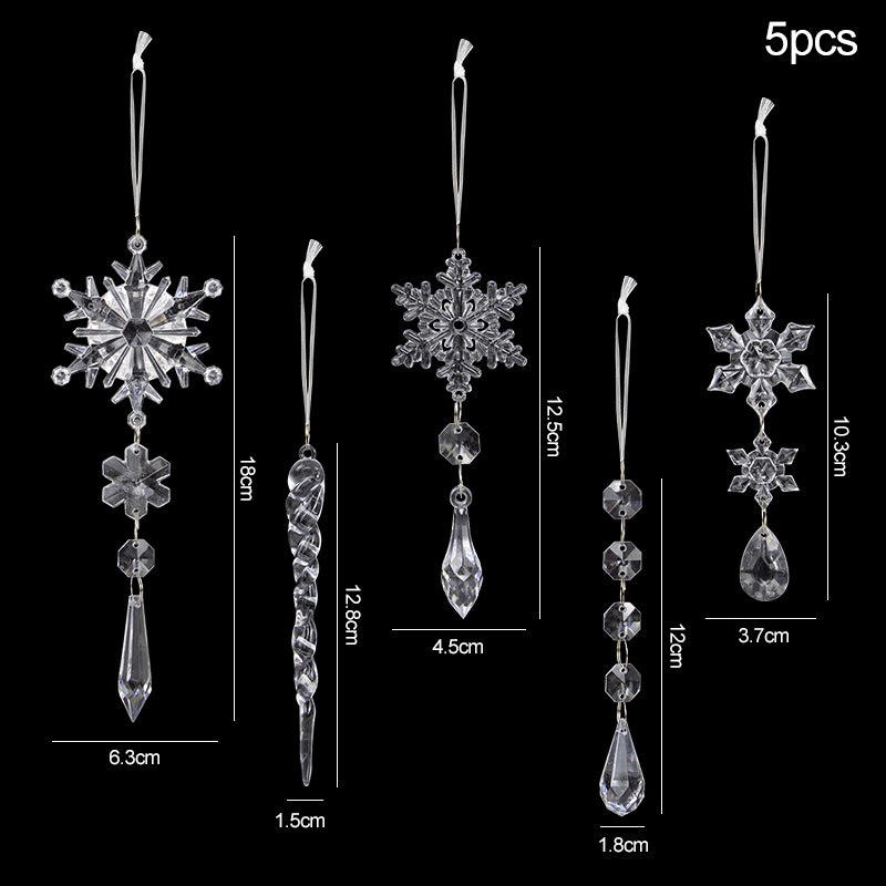 Acrylic Transparent Snowflake  Icicle Ornaments Set For Christmas Tree Decorations 5