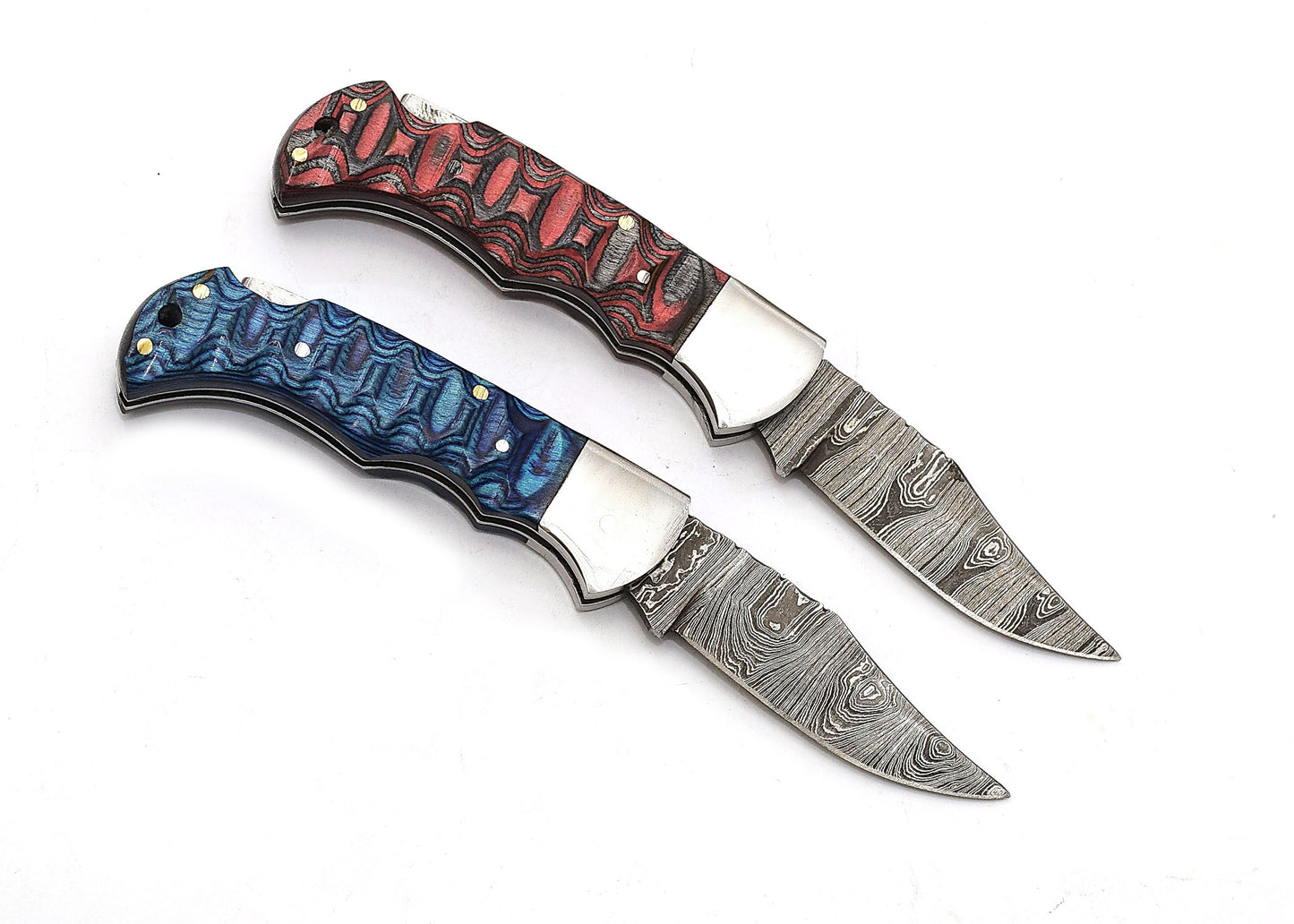 ALFARI Damascus Pocket Knife Set For Men 65 Inch Folding Knife With Back Lock For Camping And Hikin 2