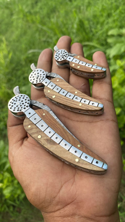 ALFARI Damascus Pocket Knife Set For Men Folding Knife With Ideal For Camping For Camping And Hikin 1