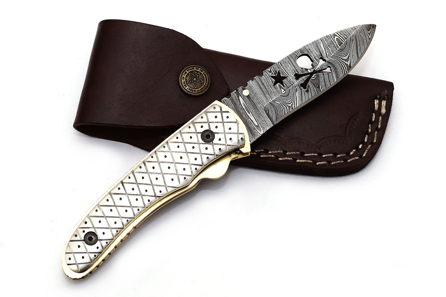 ALFARI Damascus Engraved Pocket Knife Set For Men Folding Knife With Ideal For Camping And Hiking W 1